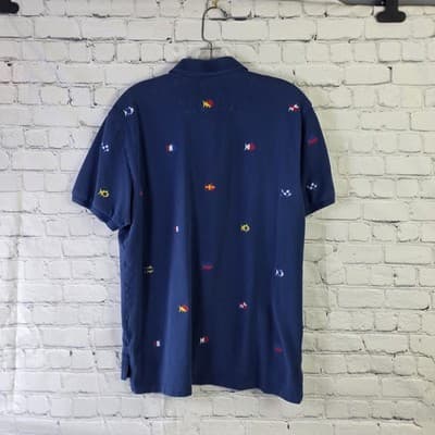 Southern Tide Men's Medium Blue Embroidery Logo Short Sleeve Polo Shirt - Thumbnail 10