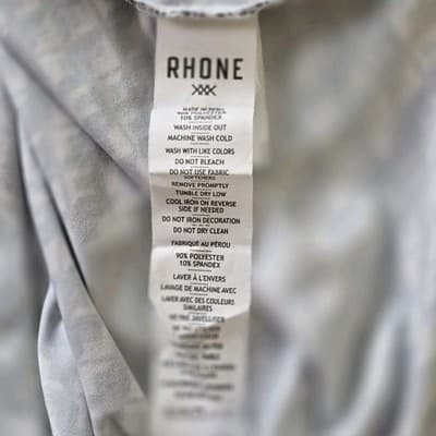 RHONE Men's XL Green Dark Indigo Geometric Preformance Stretch Golf Shirt - Thumbnail 5