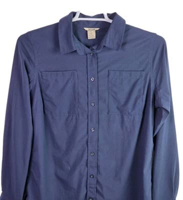 Duluth Trading Women's Medium Navy Blue Long Sleeve Button Down Shirt - Thumbnail 3
