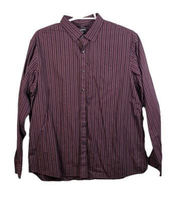 Liz Claiborne Men’s XXL Purple 80's 2-Ply Striped Button Up Shirt - Image 1
