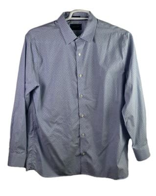 Fairlane Men's Large Blue Plaid No Stretch Long Sleeve Button Down Shirt - Image 1