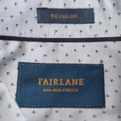 Fairlane Men's Large Blue Plaid No Stretch Long Sleeve Button Down Shirt - Thumbnail 4