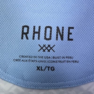 RHONE Men's XL Green Dark Indigo Geometric Preformance Stretch Golf Shirt - Thumbnail 3