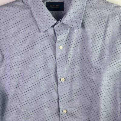 Fairlane Men's Large Blue Plaid No Stretch Long Sleeve Button Down Shirt - Thumbnail 2