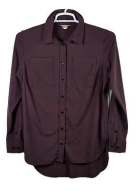 Duluth Trading Flexcellence Womens Large Maroon Long Sleeve Button Down - Image 1