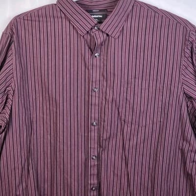 Liz Claiborne Men’s XXL Purple 80's 2-Ply Striped Button Up Shirt - Thumbnail 2