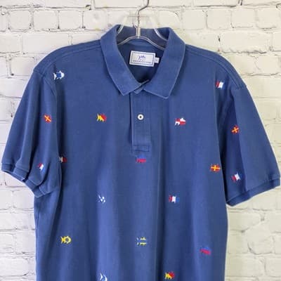 Southern Tide Men's Medium Blue Embroidery Logo Short Sleeve Polo Shirt - Thumbnail 2