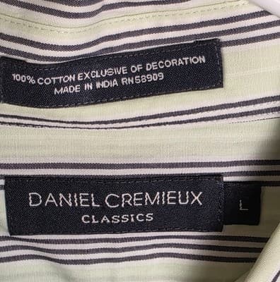 Daniel Cremieux Men's L Green Strip Long Sleeve Button Up Shirt - Thumbnail 4