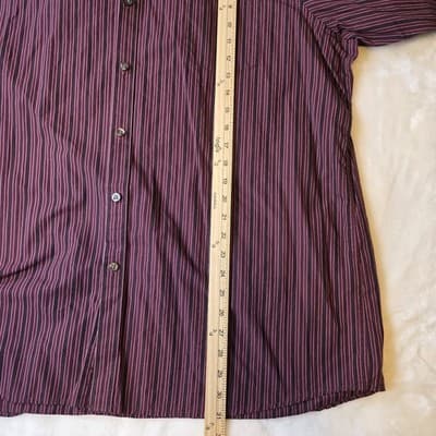 Liz Claiborne Men’s XXL Purple 80's 2-Ply Striped Button Up Shirt - Thumbnail 6
