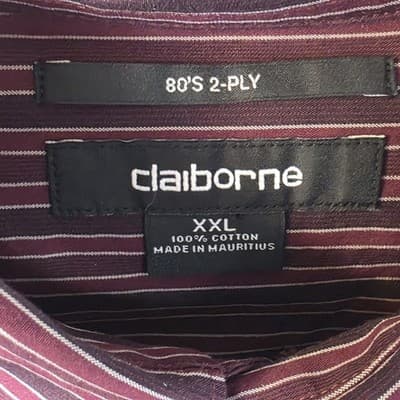 Liz Claiborne Men’s XXL Purple 80's 2-Ply Striped Button Up Shirt - Thumbnail 3