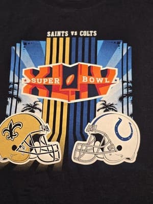 Reebok Men's Medium Black Super Bowl XLIV Saints Vs Colts Short Sleeve T- Shirt - Thumbnail 2