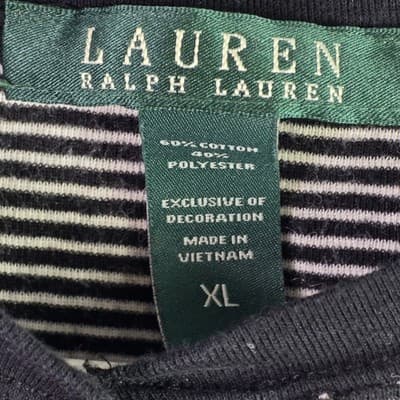 Lauren Ralph Lauren Women's XL Black & White Stripe Pajama Shirt - Thumbnail 4