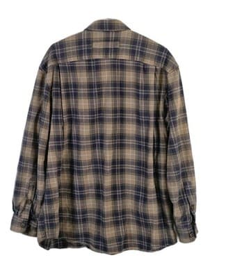 Duluth Trading Co Men's XL Brown & Blue Plaid Long Sleeve Flannel Shirt - Thumbnail 5