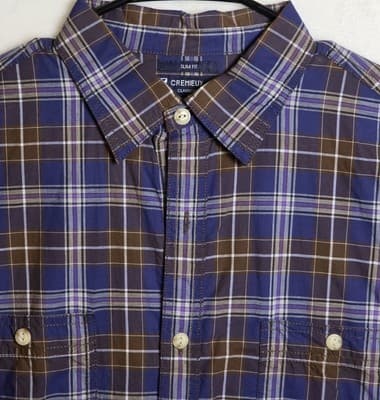 Daniel Cremieux Men's Large Blue Plaid Slim Fit Long Sleeve Shirt - Thumbnail 2