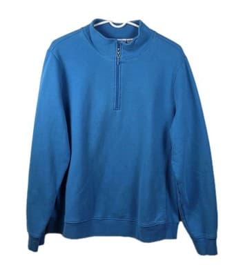 Izod Mens XL Light Blue V-Neck Quarter Zip Pullover - Image 1