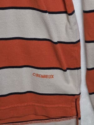 Daniel Cremieux Men's Large Tailor Fit Orange and White Long Sleeve Polo Shirt - Thumbnail 5