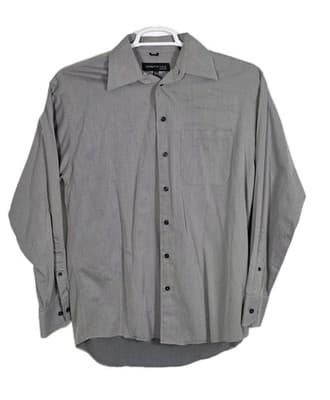 Kenneth Cole Men's Gray 15 1/2 -34-35 Long Sleeve Button Down Shirt - Image 1