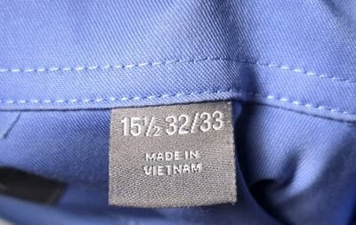 Perry Ellis Men's 15.5/32-33 Slim Fit Blue Long Sleeve Button Up Shirt - Thumbnail 4