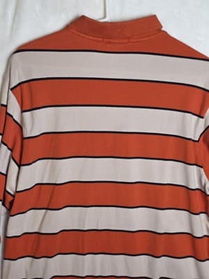 Daniel Cremieux Men's Large Tailor Fit Orange and White Long Sleeve Polo Shirt - Thumbnail 7