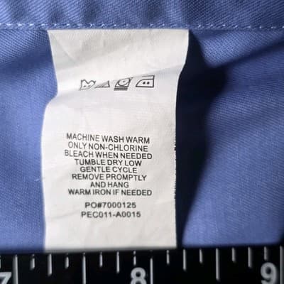 Perry Ellis Men's 15.5/32-33 Slim Fit Blue Long Sleeve Button Up Shirt - Thumbnail 6