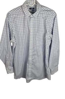 Izod Men's Medium 15-15.5 /32-33 White Striped Button-Down Long Sleeve Shirt - Image 1