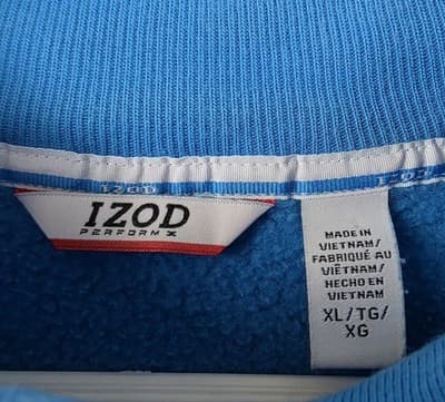 Izod Mens XL Light Blue V-Neck Quarter Zip Pullover - Thumbnail 4