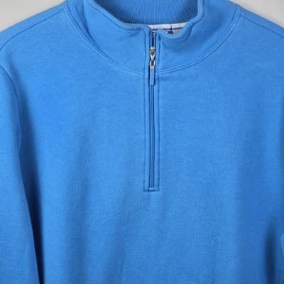 Izod Mens XL Light Blue V-Neck Quarter Zip Pullover - Thumbnail 2