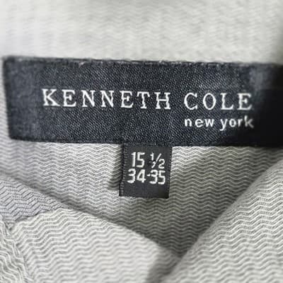 Kenneth Cole Men's Gray 15 1/2 -34-35 Long Sleeve Button Down Shirt - Thumbnail 3