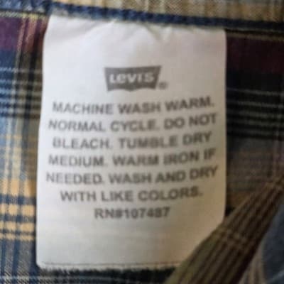 Levi's Red Tab Men's Small Blue & Green Plaid Button Down Long Sleeve Shirt - Thumbnail 5