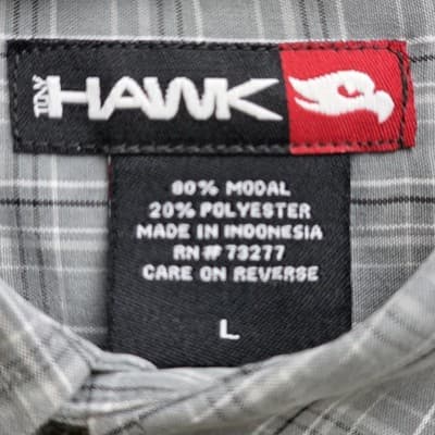 Tony Hawk Men's Large Plaid Gingham Short Sleeve Button Up Shirt - Thumbnail 4
