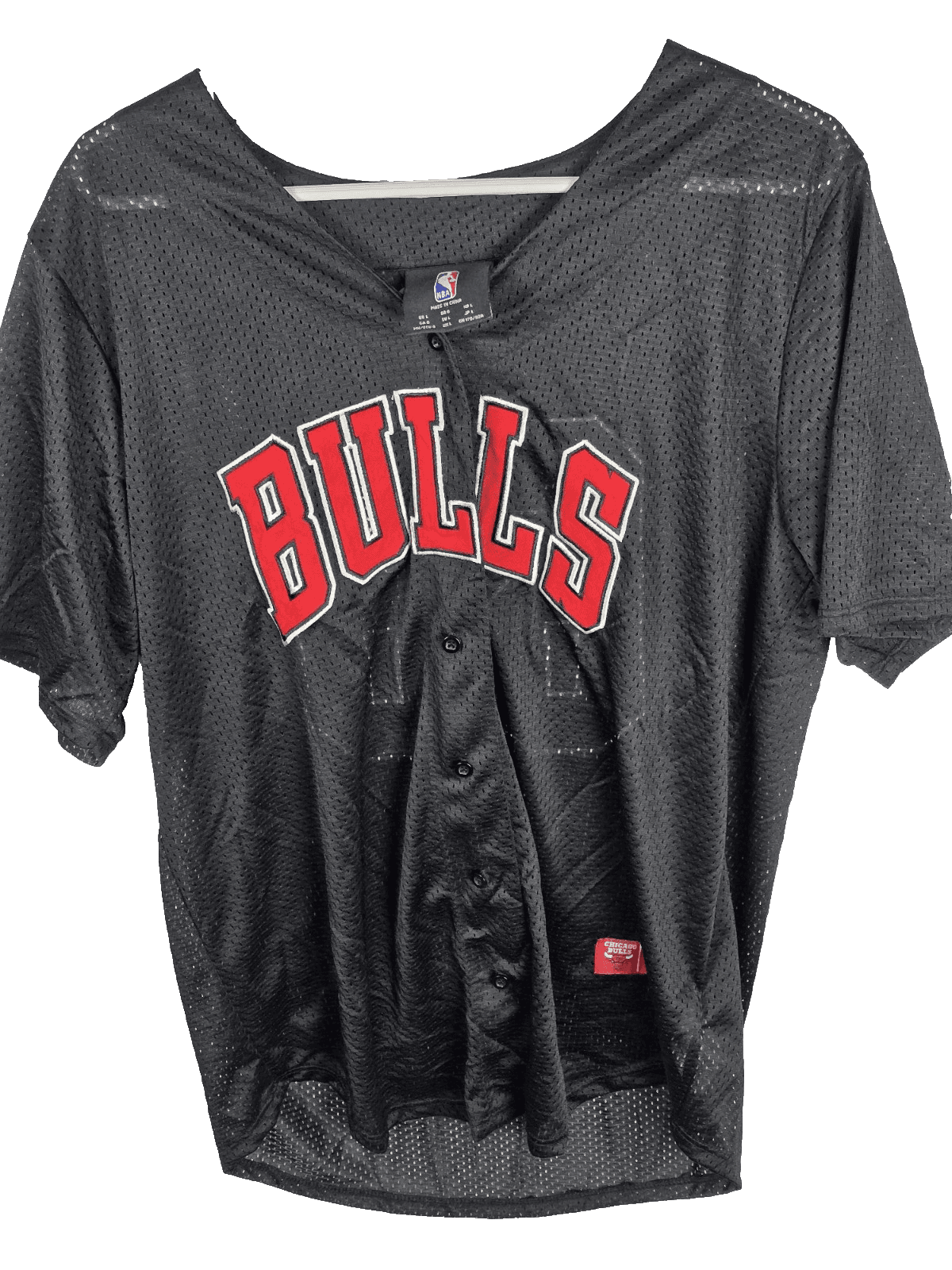 Chicago Bulls Men’s Large Mesh NBA Button Up Jersey - Image 1