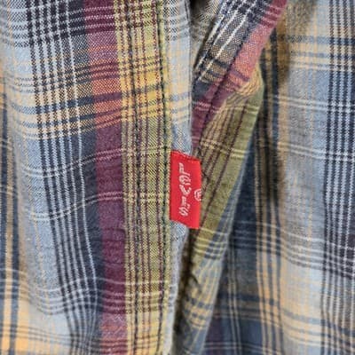 Levi's Red Tab Men's Small Blue & Green Plaid Button Down Long Sleeve Shirt - Thumbnail 3