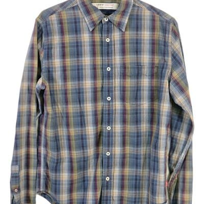 Levi's Red Tab Men's Small Blue & Green Plaid Button Down Long Sleeve Shirt - Thumbnail 2