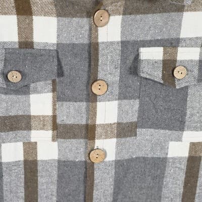 *NWT* Genjun Womens Small Plaid Button Up Shirt With Side Pockets - Thumbnail 2
