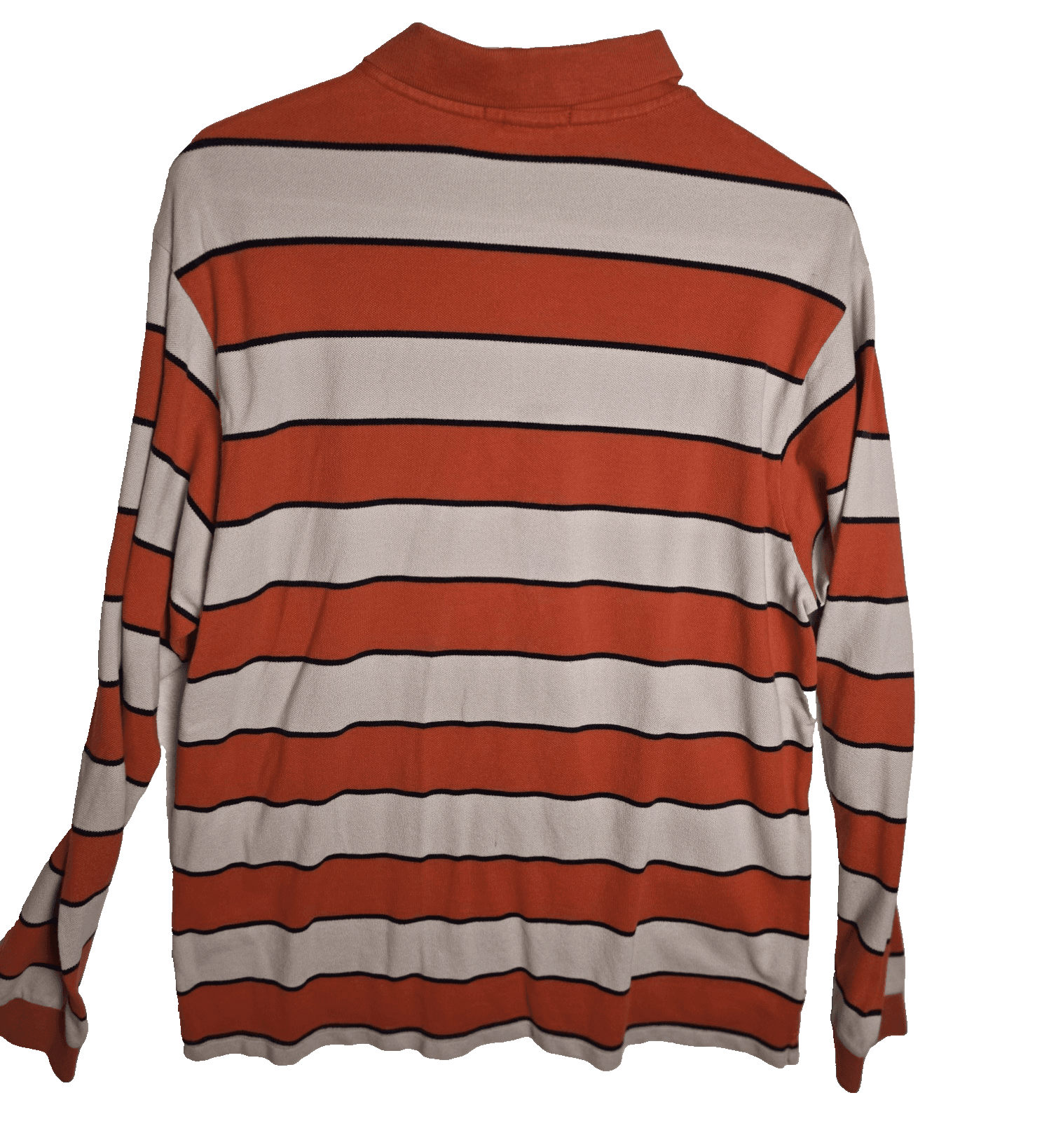 Daniel Cremieux Men's Large Tailor Fit Orange and White Long Sleeve Polo Shirt - Thumbnail 6