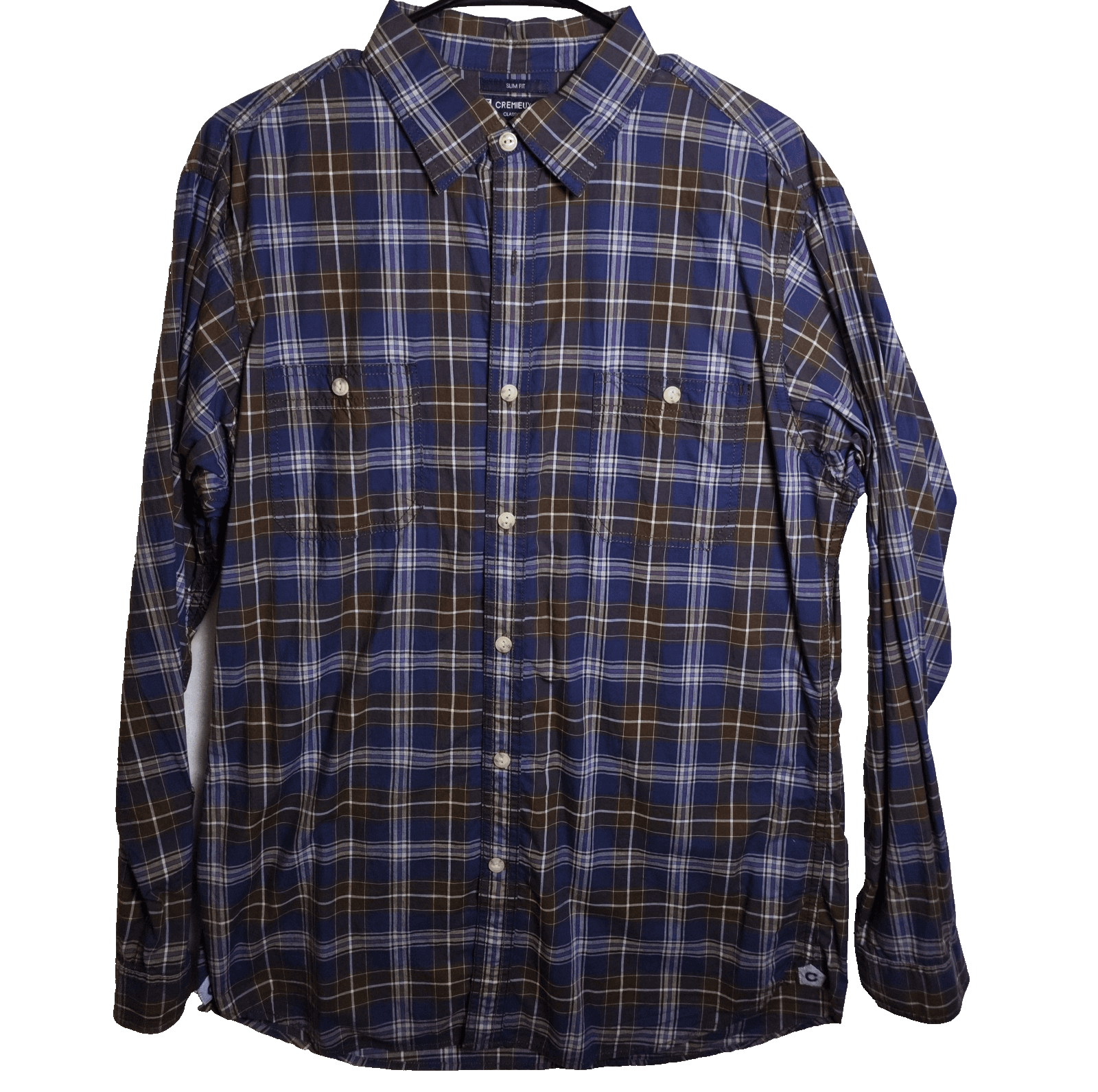 Daniel Cremieux Men's Large Blue Plaid Slim Fit Long Sleeve Shirt - Image 1
