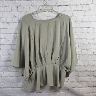 Andree By Unit Women Medium Olive Green V-Neck 3/4 Sleeve Blouse - Thumbnail 6
