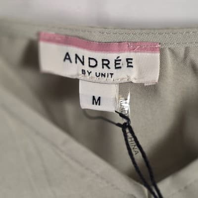 Andree By Unit Women Medium Olive Green V-Neck 3/4 Sleeve Blouse - Thumbnail 4