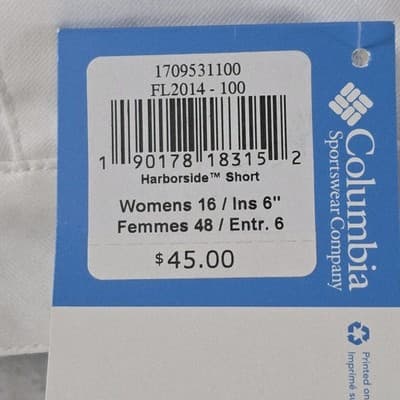 Columbia Women's Size 16 White Harborside Regular Fit Shorts - Thumbnail 5