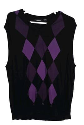 Claiborne Men's 3XL Charcoal Gray/Purple Argyle V-Neck Sweater - Image 1