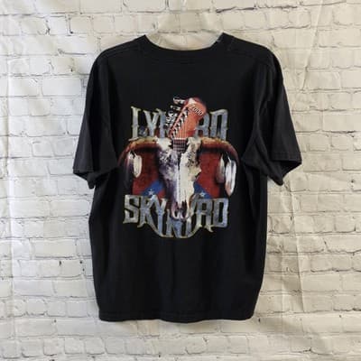 Lynyrd Skynyrd 2000 Men's Large Black Band Eagle Cow Skull T-Shirt - Thumbnail 6