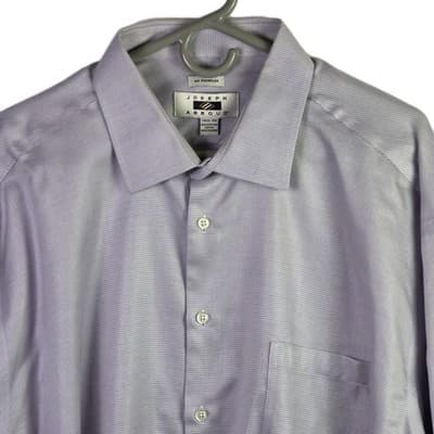 Joseph Abboud Men's 18.5-33 Purple Checkered Long Sleeve Button Down Dress Shirt - Thumbnail 2