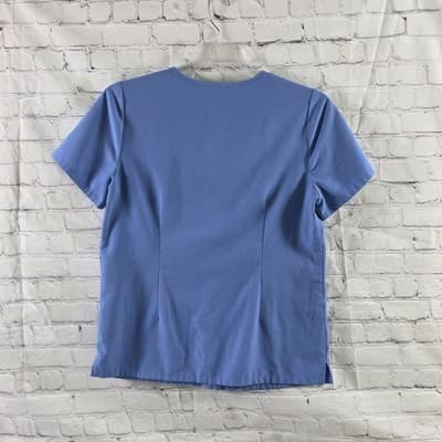 Figs Women’s Medium Blue Casma V-Neck 3 Pocket Scrub Top PW1000 - Thumbnail 6