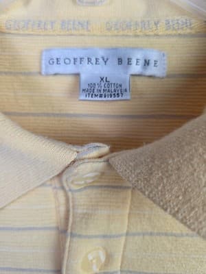 Geoffrey Beene Men’s XL Yellow, Green & Beige Short Sleeve Polo Shirts (3) - Thumbnail 3