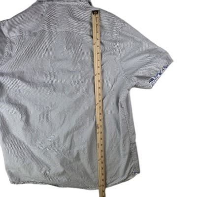 Denim & Flower Men's XL White with Blue Flower Pattern Short Sleeve Shirt - Thumbnail 10