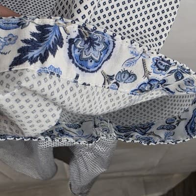 Denim & Flower Men's XL White with Blue Flower Pattern Short Sleeve Shirt - Thumbnail 4