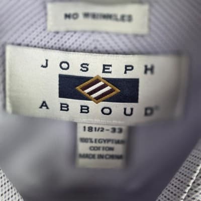 Joseph Abboud Men's 18.5-33 Purple Checkered Long Sleeve Button Down Dress Shirt - Thumbnail 3