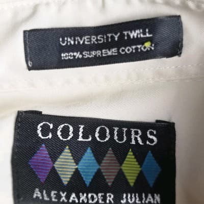Alexander Julian Shirt Men's Large Ivory Colored Long-Sleeve Button Up Shirt - Thumbnail 5