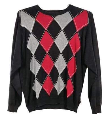 Izod Women's Medium Harlequin Long Sleeve Sweater - Thumbnail 2