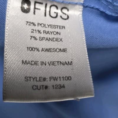 Figs Women’s Medium Blue Casma V-Neck 3 Pocket Scrub Top PW1000 - Thumbnail 4